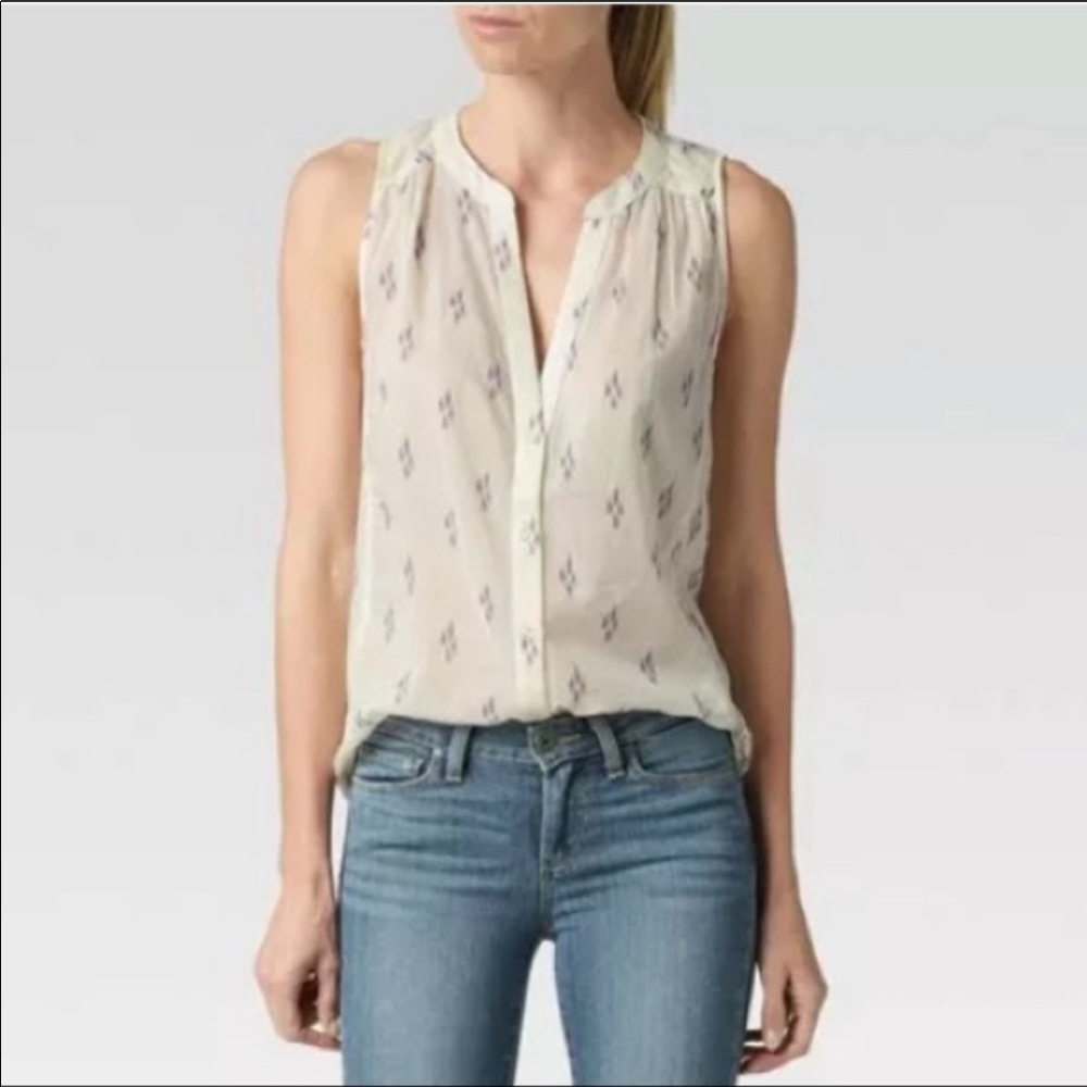 Paige Bonnie Ikat Sleeveless Button Down Blouse